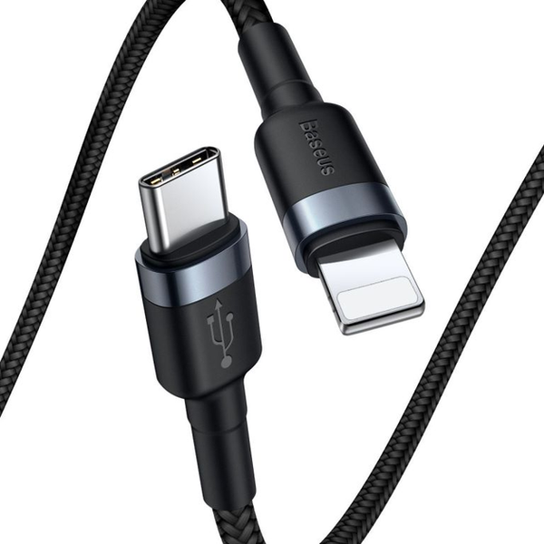 Кабель Baseus Cafule Cable Type-C to iP PD 20W 1m Gray+Black 000020 фото