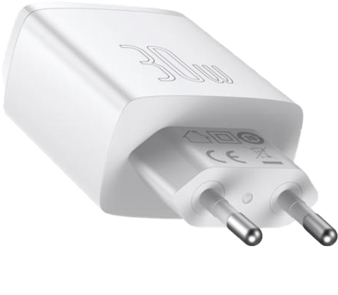 Зарядний пристрій Baseus Compact Quick Charger 2U+C 30W EU White 000022 фото